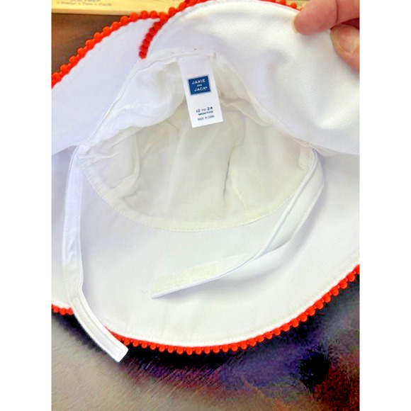 Janie And Jack Sz 6-12 mths Retro Inspire PINK ORANGE Swim Suit 2pc + HAT w/bow - Picture 14 of 15